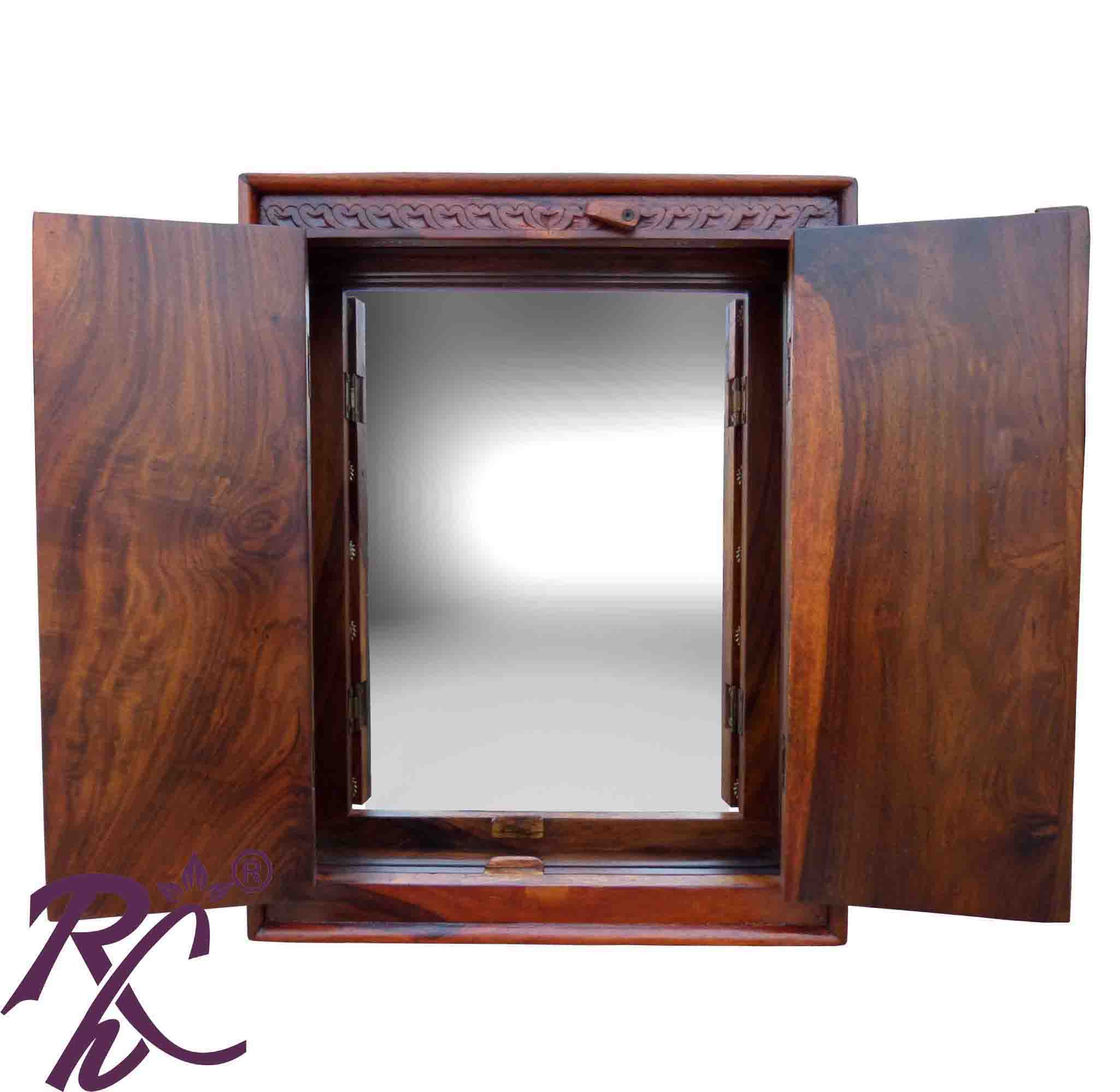 Solid Wooden Wood Bakhra Design Mirror Frame