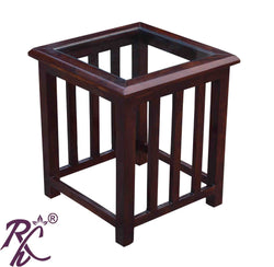 Solid Wood Wooden Lamp Table | Lamp Side Table | Side End Table  Glass Top