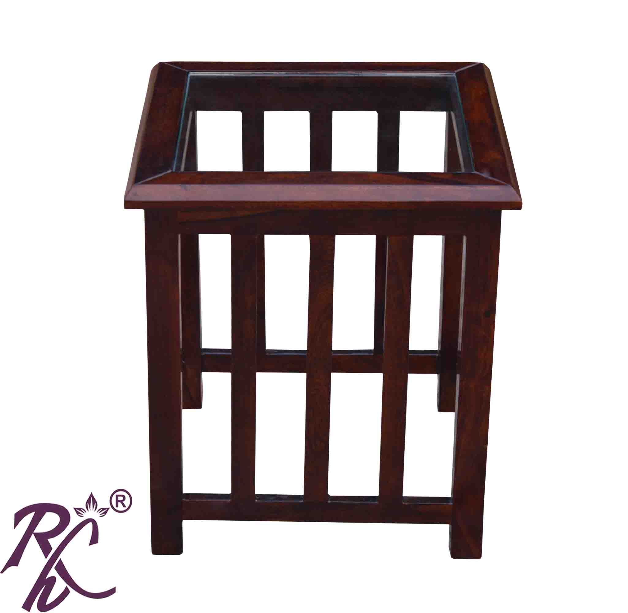 Solid Wood Wooden Lamp Table | Lamp Side Table | Side End Table  Glass Top