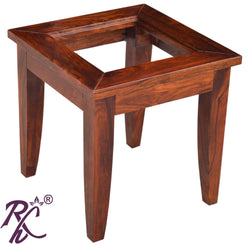 Solid Wood Wooden Lamp Table | Lamp Side Table | Side End Table Glass Top