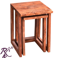 Solid Wood Wooden Lamp Table | Lamp Side Table | Side End Table | Zee Nesting Table