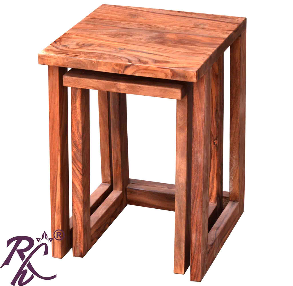 Solid Wood Wooden Lamp Table | Lamp Side Table | Side End Table | Zee Nesting Table