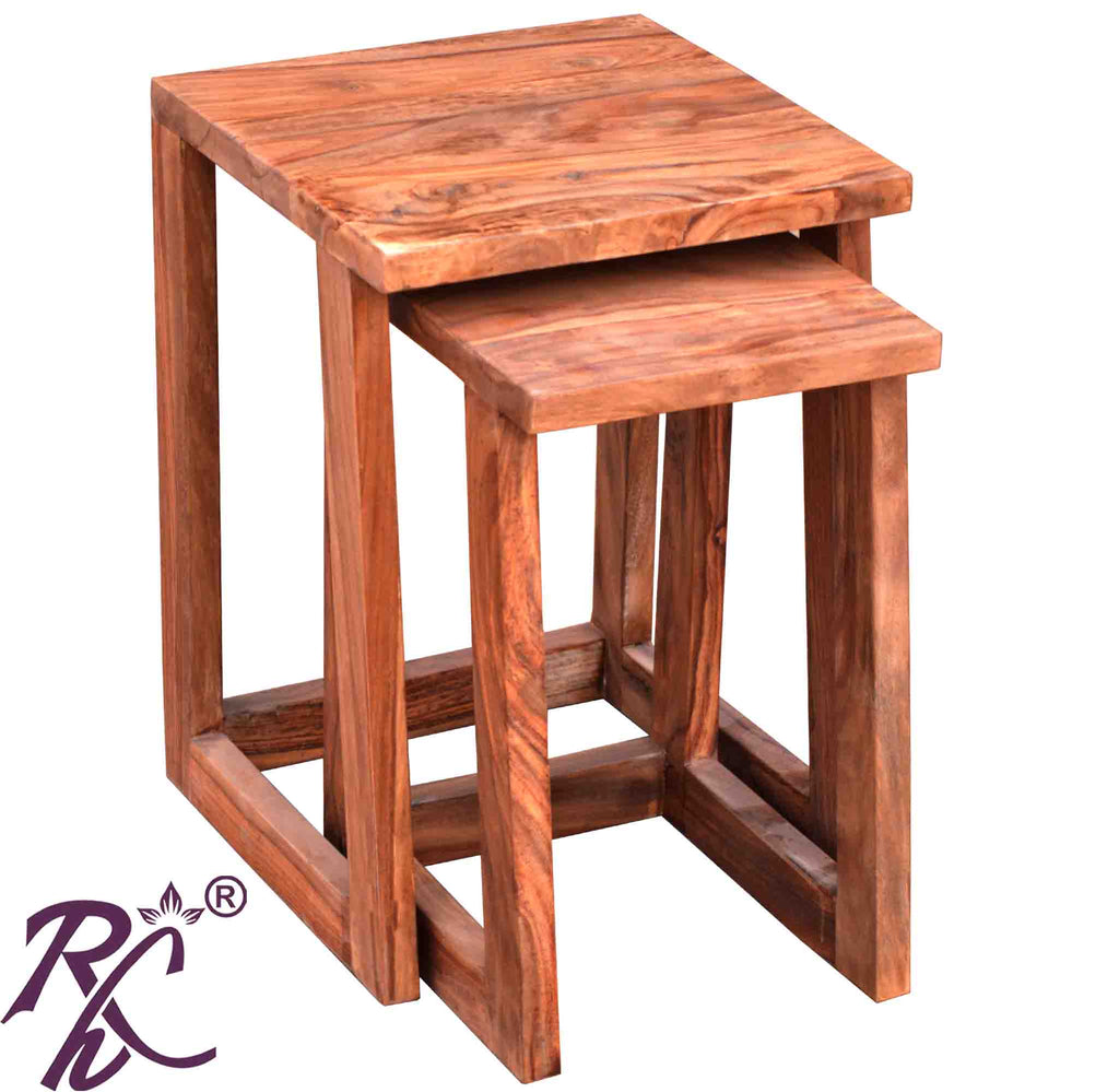 Solid Wood Wooden Lamp Table | Lamp Side Table | Side End Table | Zee Nesting Table