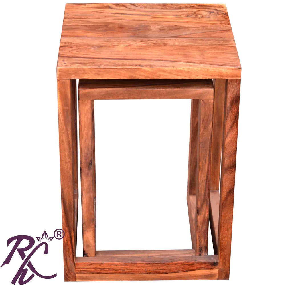 Solid Wood Wooden Lamp Table | Lamp Side Table | Side End Table | Zee Nesting Table