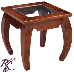 Solid Wood Wooden Lamp Table | Lamp Side Table | Side End Table Glass Top