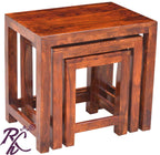Solid Wood Wooden Lamp Table | Lamp Side Table | Side End Table | Nesting Table Set of 3 Pieces