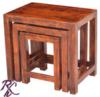 Solid Wood Wooden Lamp Table | Lamp Side Table | Side End Table | Nesting Table Set of 3 Pieces