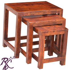 Solid Wood Wooden Lamp Table | Lamp Side Table | Side End Table | Nesting Table Set of 3 Pieces