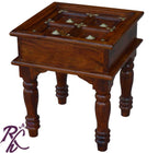 Solid Wood Brass Work L+T Design Lamp Table | Lamp Side Table | Side End Table | Side Table