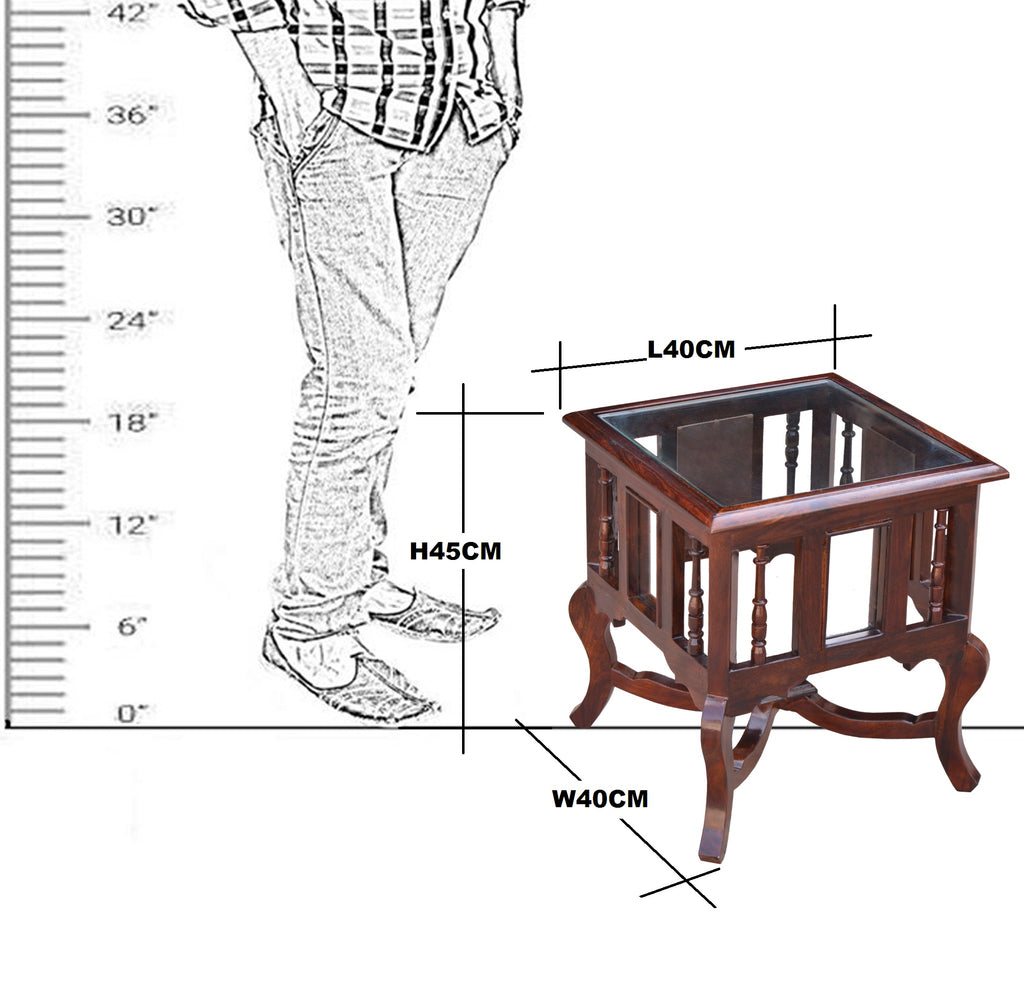 Solid Wood Wooden Lamp Table | Lamp Side Table | Side End Table Glass Top