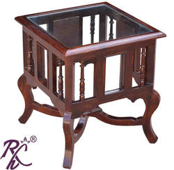 Solid Wood Wooden Lamp Table | Lamp Side Table | Side End Table Glass Top