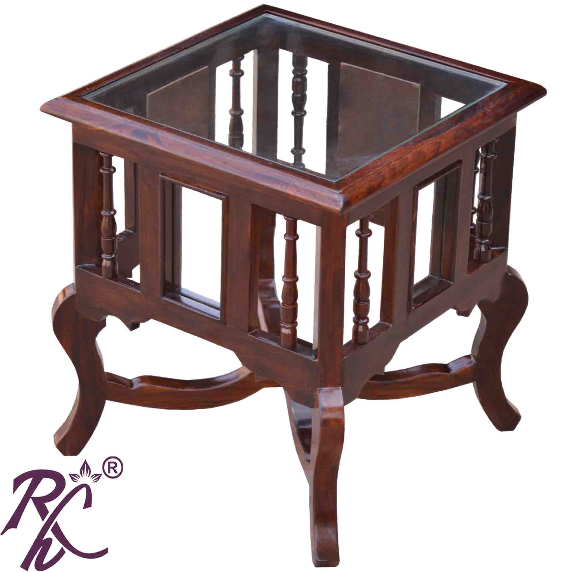 Solid Wood Wooden Lamp Table | Lamp Side Table | Side End Table Glass Top