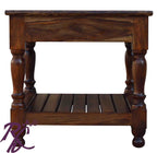 Solid Wood Jiksa Jali Design Lamp Side Table With Shelf