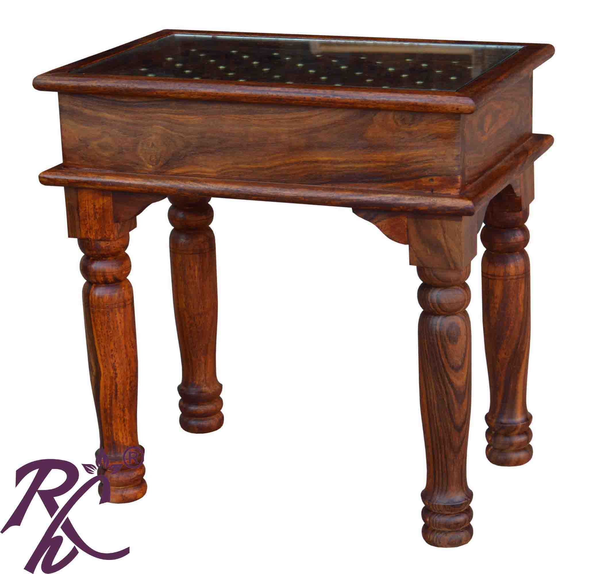 Solid Wood Jiksa Jali Design Lamp Side Table