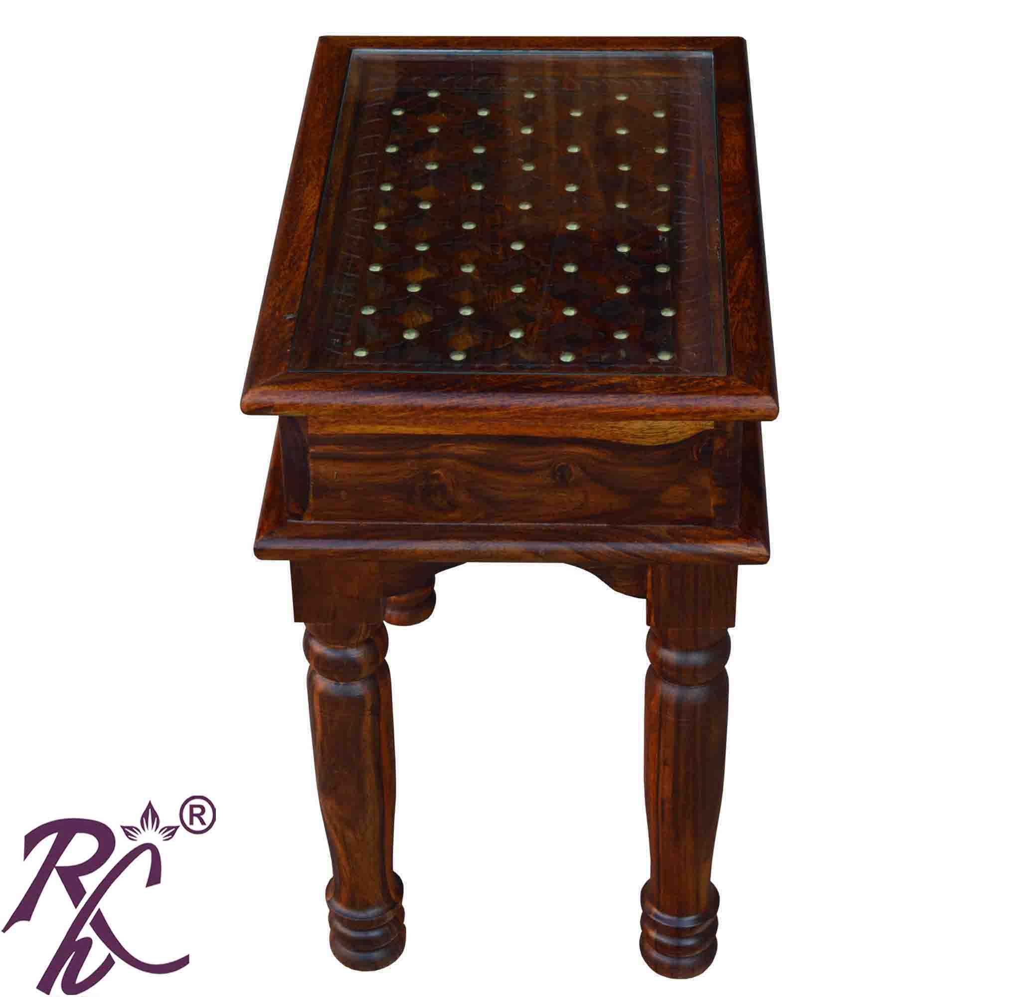 Solid Wood Jiksa Jali Design Lamp Side Table