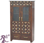 Solid Wood Brass Work L+T Design Kitchen Cabinet Small