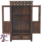 Solid Wood Brass Work L+T Design Kitchen Cabinet Small