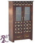 Solid Wood Brass Work L+T Design Kitchen Cabinet Small
