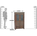 Solid Wood Brass Work L+T Design Kitchen Cabinet Small