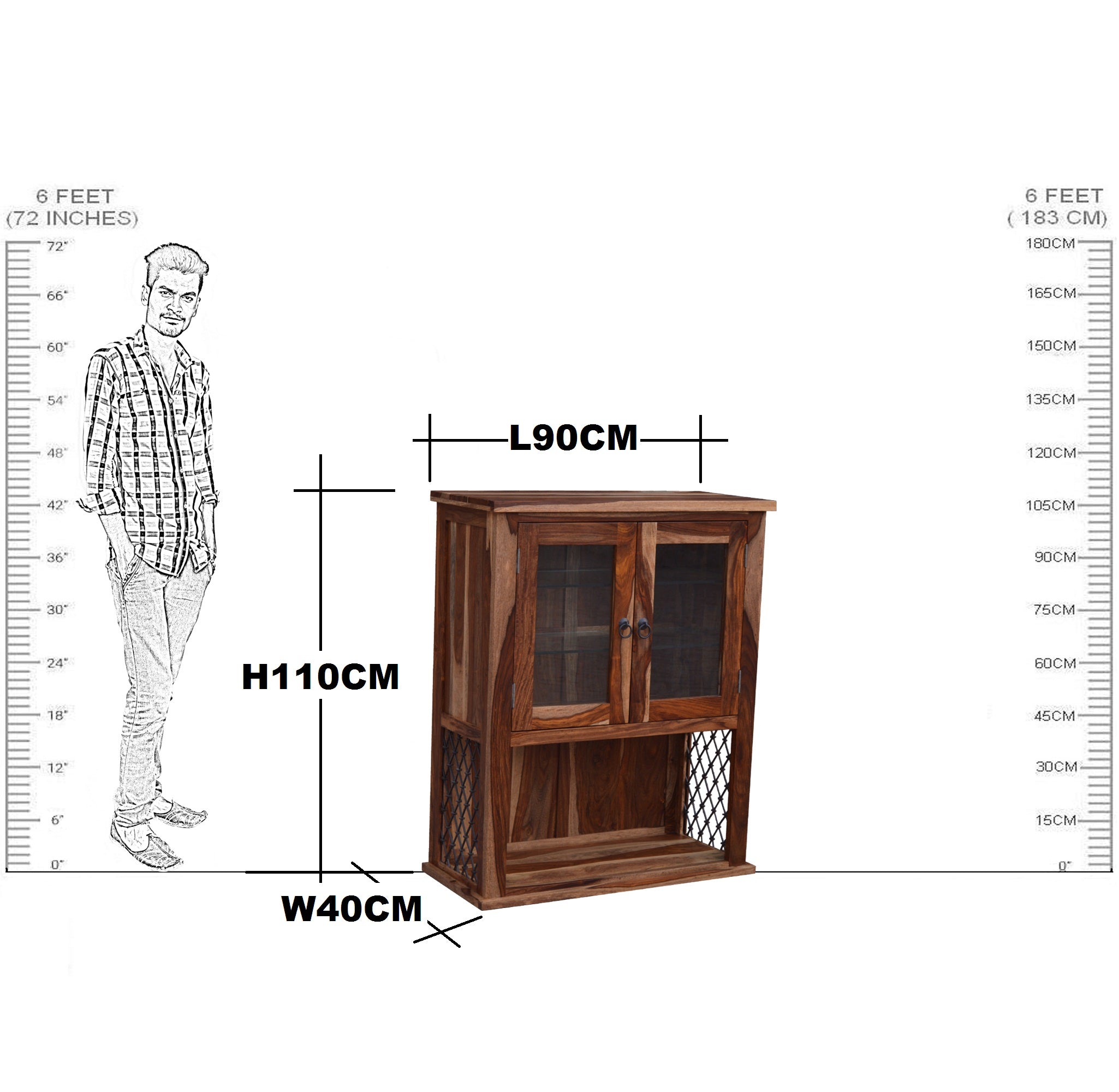 Solid Wood Iron Jali Kitchen Cabinet - RAJ HANDICRAFT