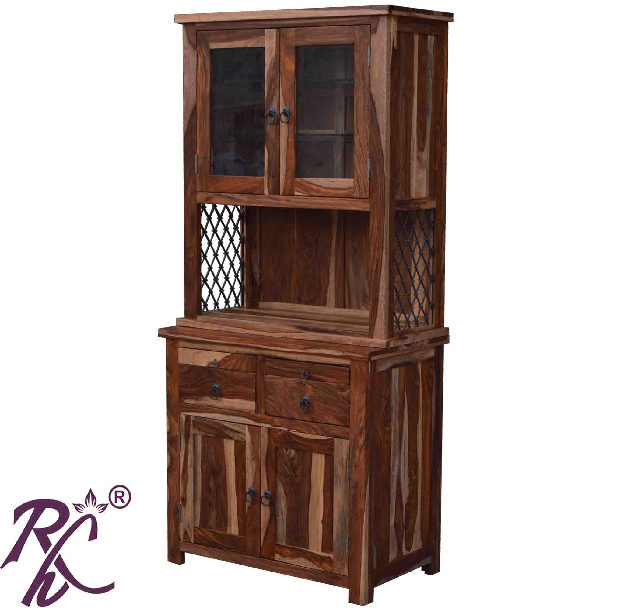 Solid Wood Iron Jali Kitchen Cabinet - RAJ HANDICRAFT
