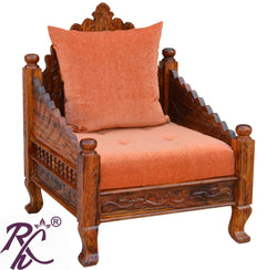 Solid Wooden Carving Sofa 1 Seater