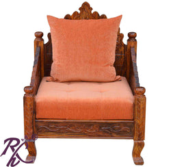 Solid Wooden Carving Sofa 1 Seater