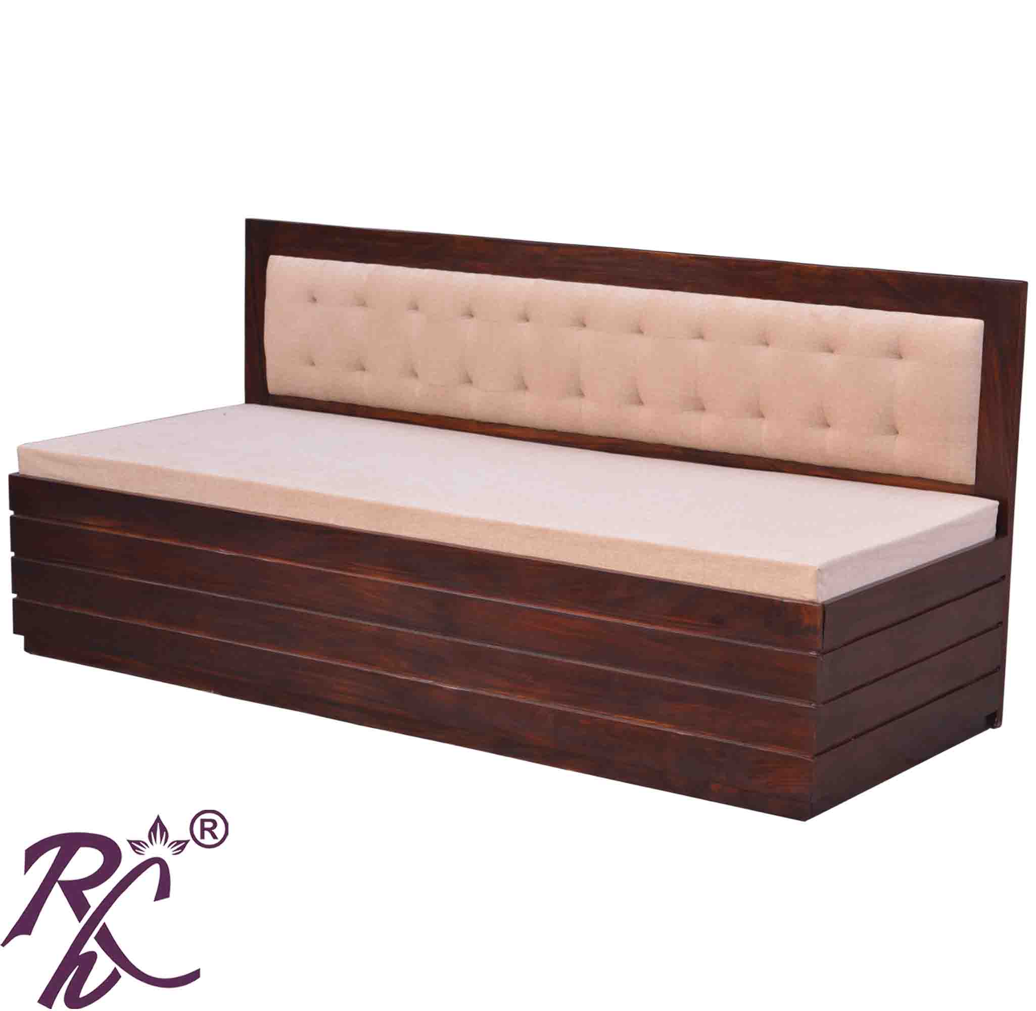 Solid Wooden Stripe Sofa Cum Bed