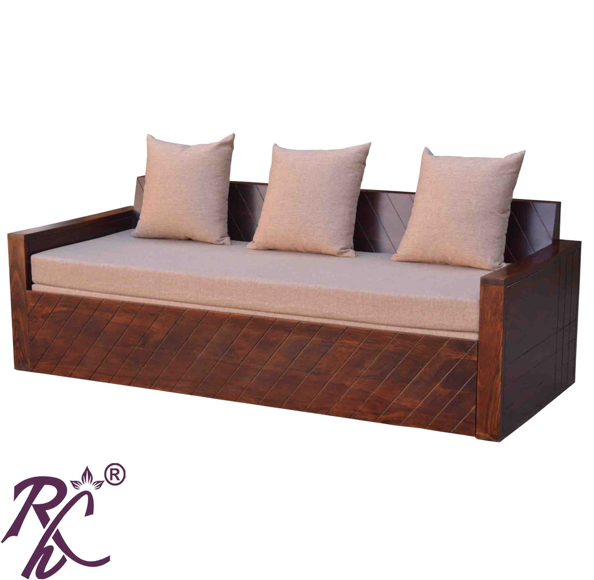 Solid Wooden Sofa Cum Bed