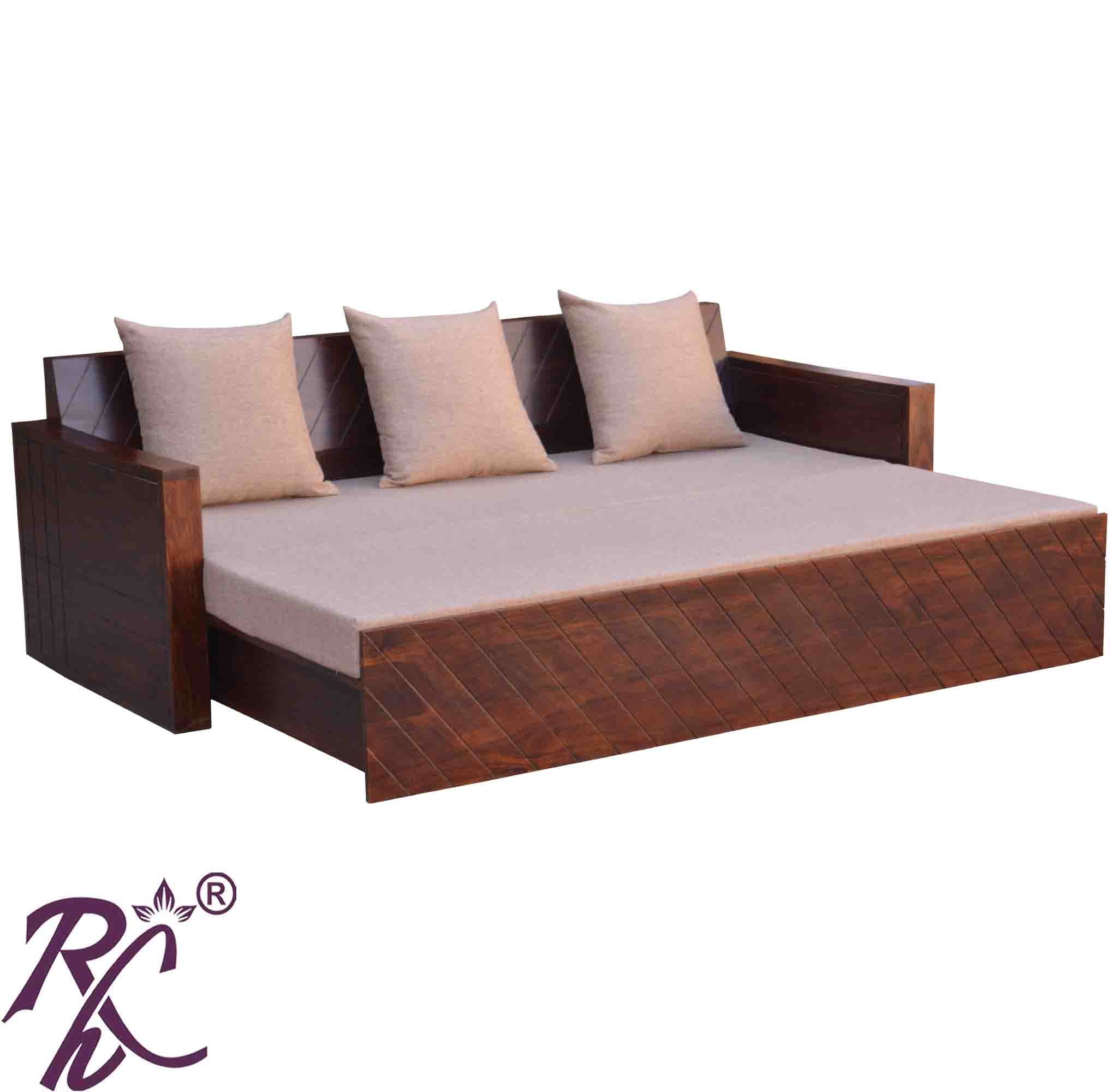 Solid Wooden Sofa Cum Bed