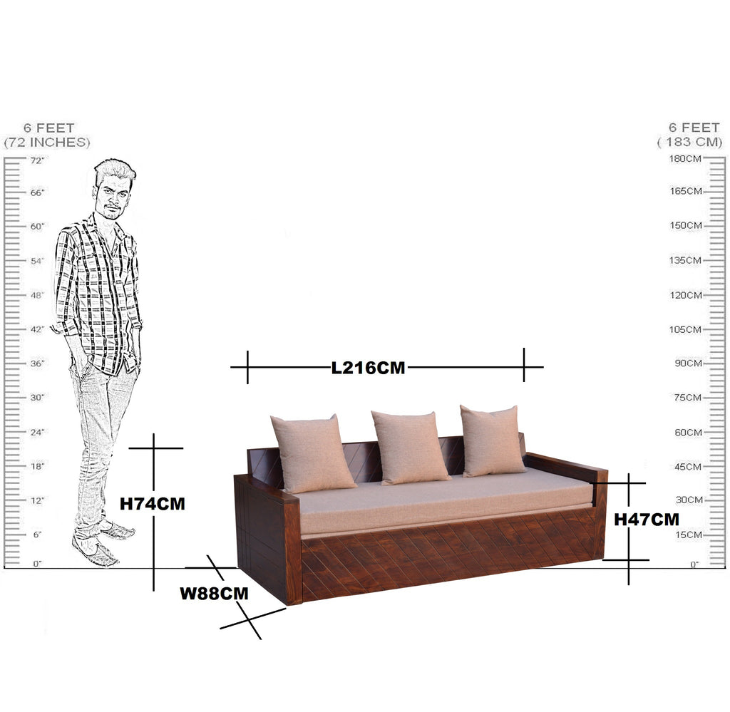 Solid Wooden Sofa Cum Bed