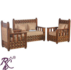 Solid Wood Brass L+T Design Sofa Set