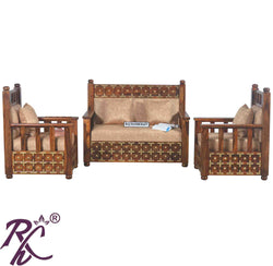 Solid Wood Brass L+T Design Sofa Set