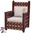 Solid Wood Brass L+T Design Sofa One Seater