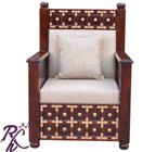 Solid Wood Brass L+T Design Sofa One Seater