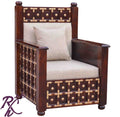 Solid Wood Brass L+T Design Sofa One Seater