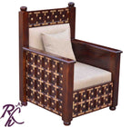Solid Wood Brass L+T Design Sofa One Seater