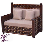 Solid Wood Brass L+T Design Sofa 2 Seater