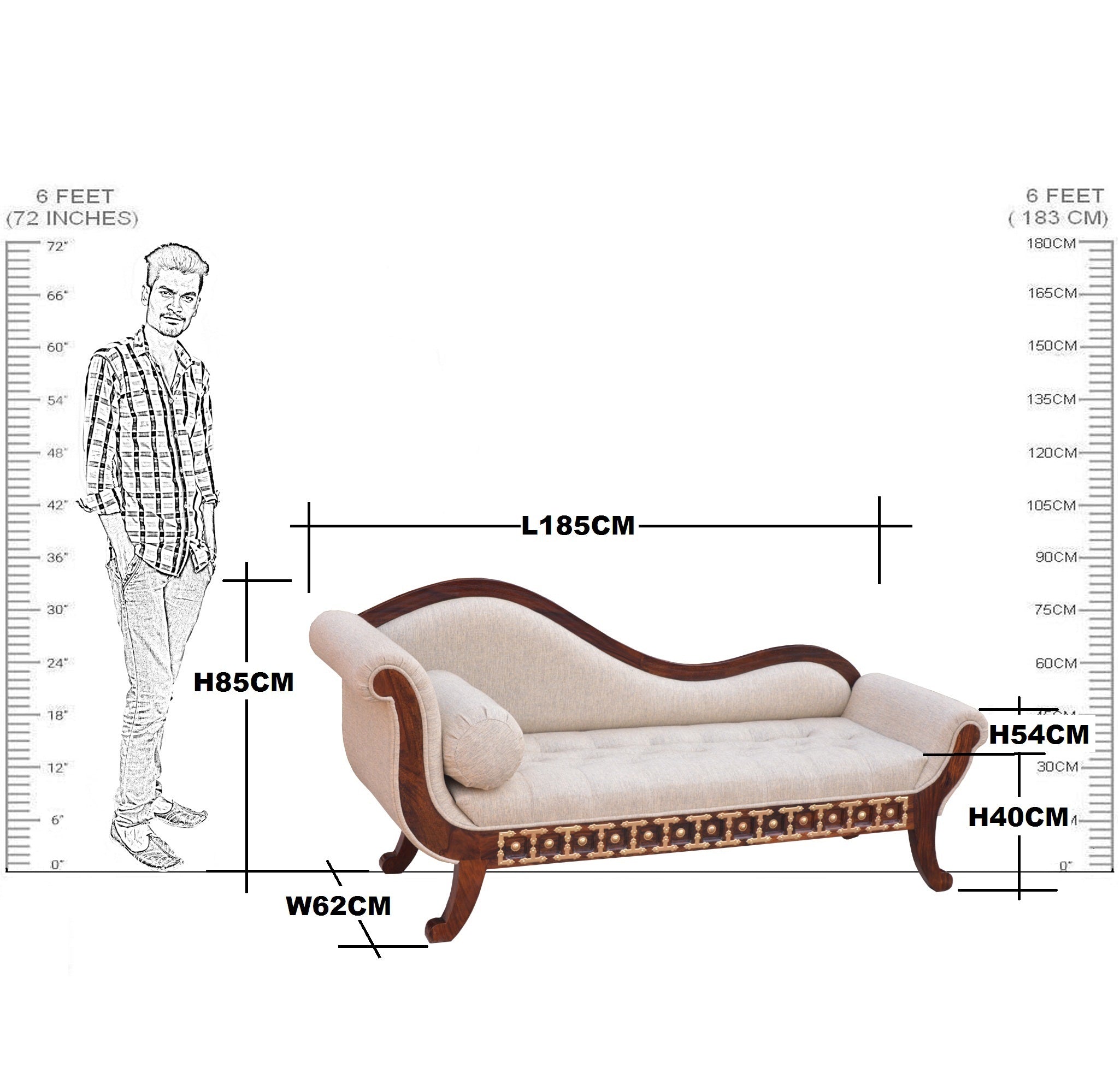 Solid Wooden Brass L+T Design Couch