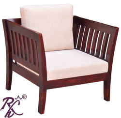 Solid Wood Stripe Design Sofa One Seater