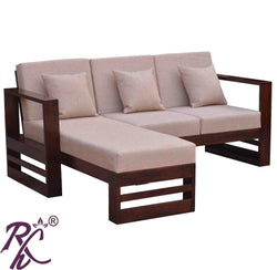 Solid Wooden L-Shape Sofa