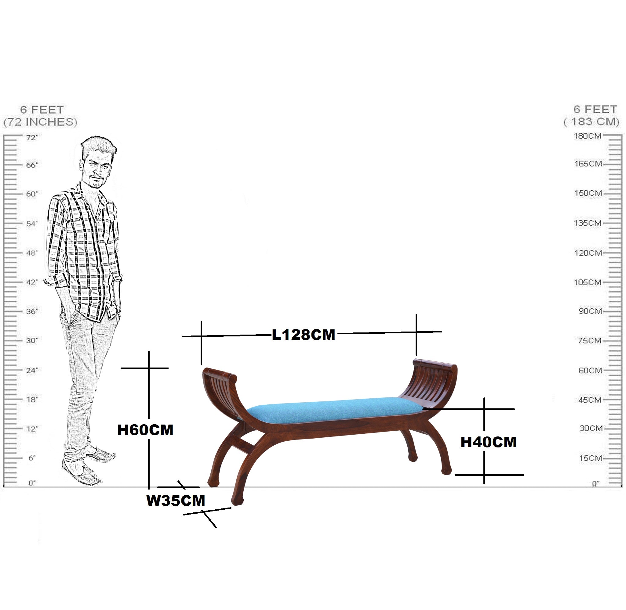 Solid Wood C-Nut  Design Sofa 2 Seater