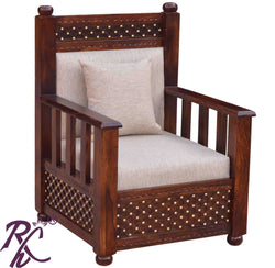 Solid Wood Jiksa Jali Design Sofa One Seater