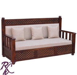 Solid Wood Jiksa Jali Design Sofa 3 Seater