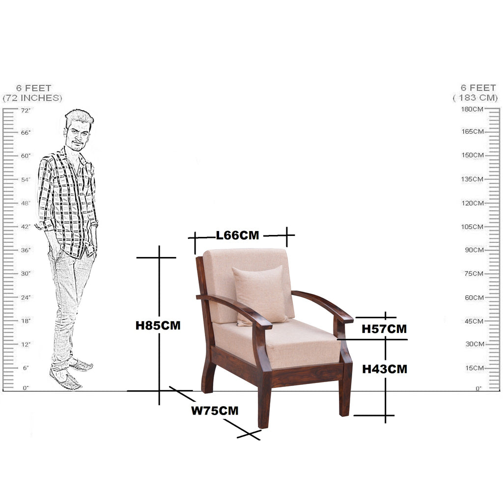 Solid Wooden Sofa One Seater