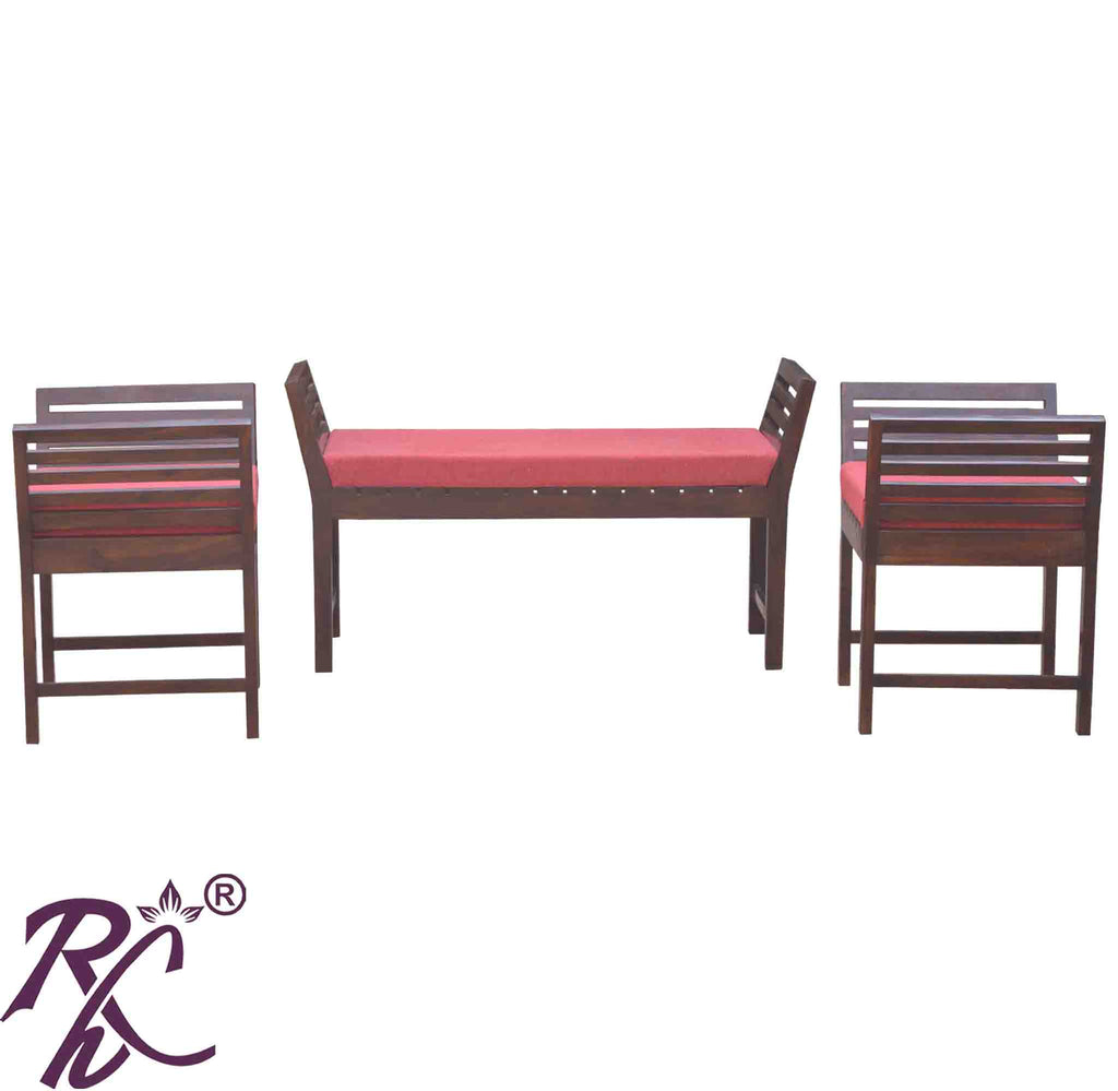 Solid Wood Stripe Design Sofa Set 4 Seater