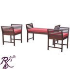 Solid Wood Stripe Design Sofa Set 4 Seater