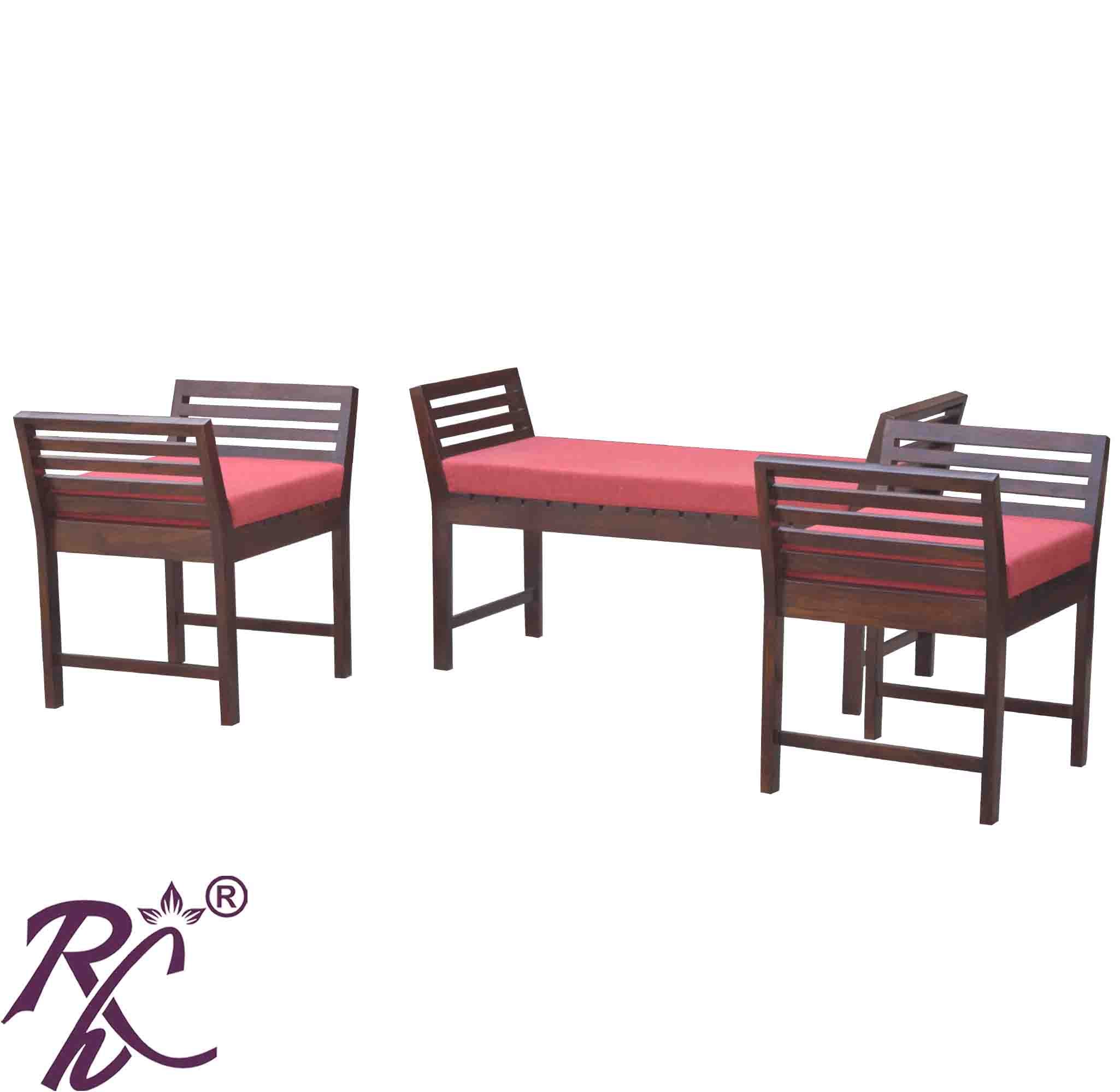 Solid Wood Stripe Design Sofa Set 4 Seater