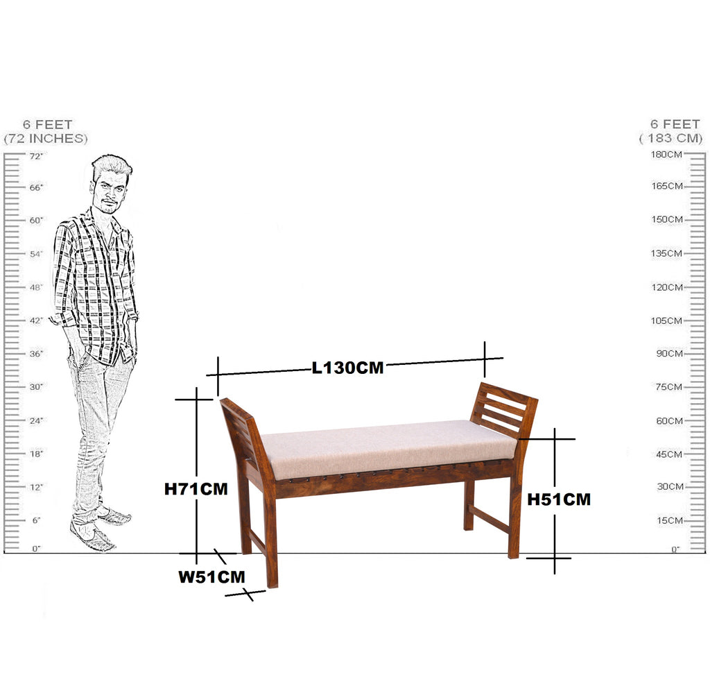 Solid Wooden Stripe Design Sofa Two Seater