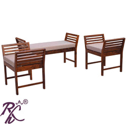Solid Wood Stripe Design Sofa Set 4 Seater